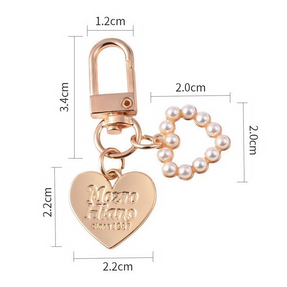 Fashion Pearl Heart Metal Gold Keychain Accessories
