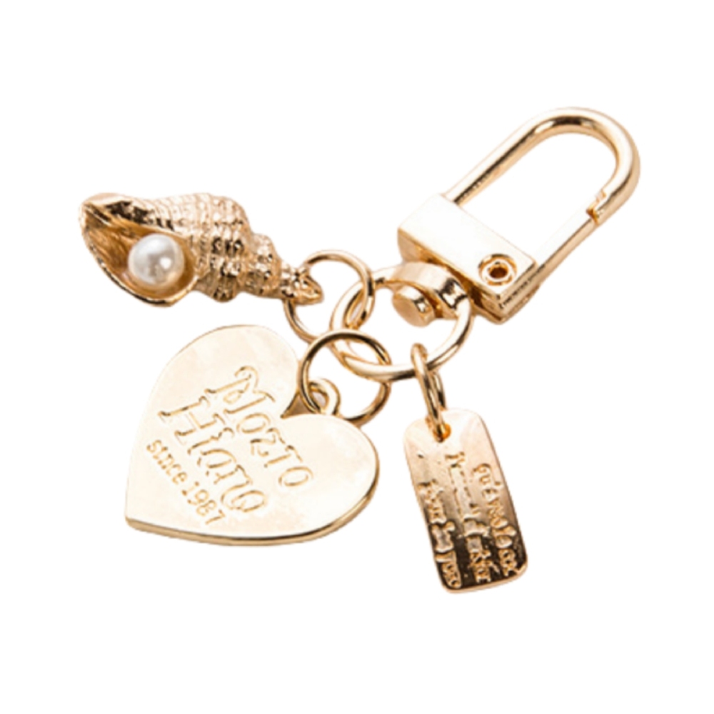 Fashion Pearl Heart Metal Gold Keychain Accessories