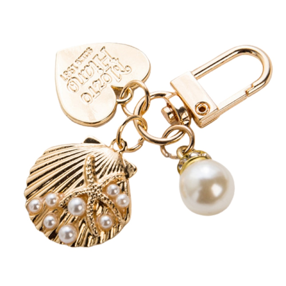 Fashion Pearl Heart Metal Gold Keychain Accessories