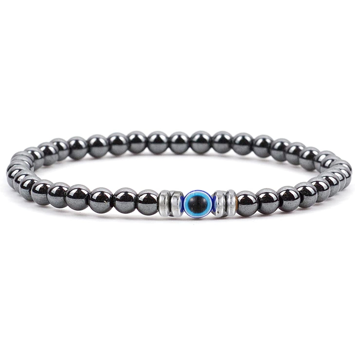 4mm Mini Gemstone Energy Bracelets Crushed Stone Beaded Evil Eye Charm Healing Energy Bracelet for Women