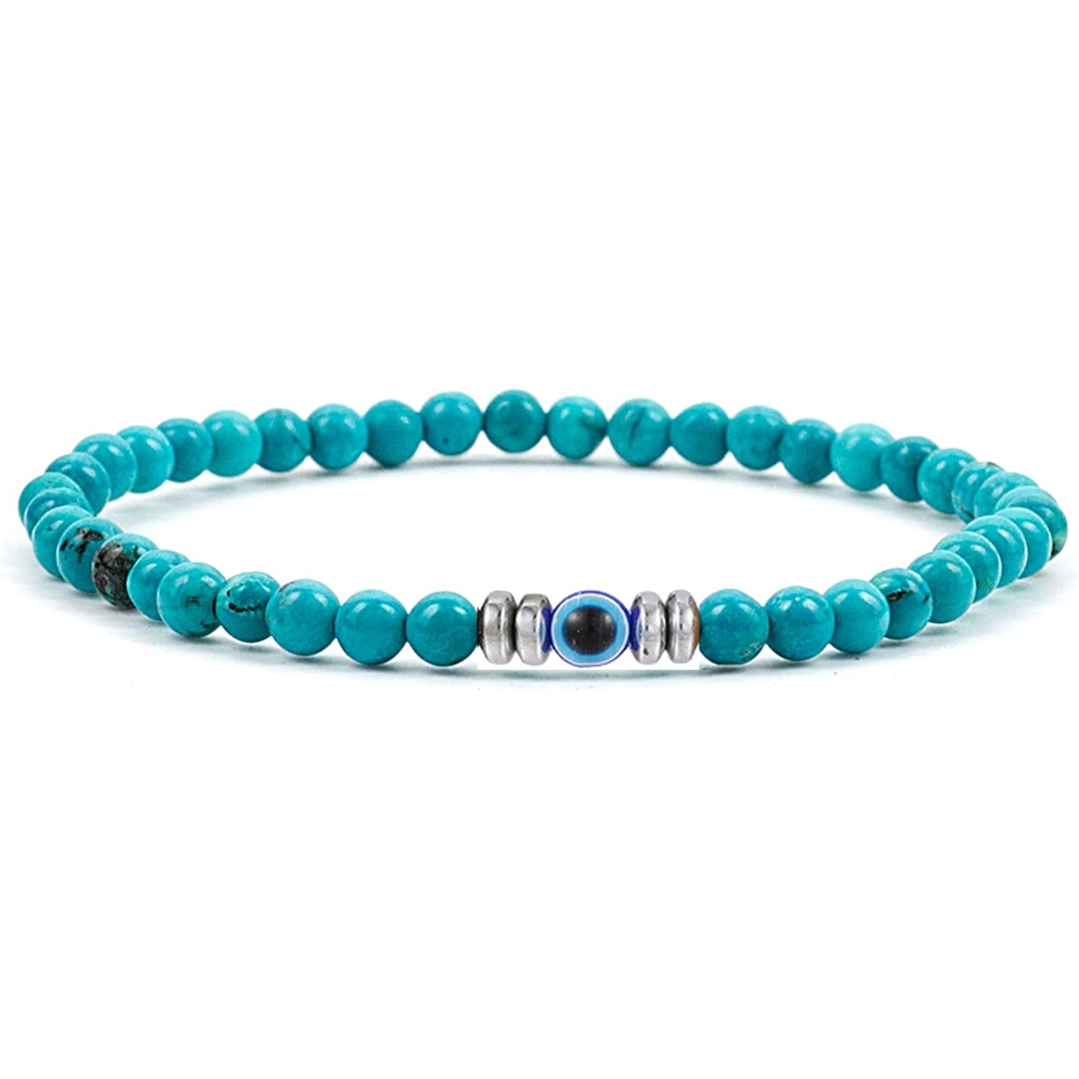 4mm Mini Gemstone Energy Bracelets Crushed Stone Beaded Evil Eye Charm Healing Energy Bracelet for Women