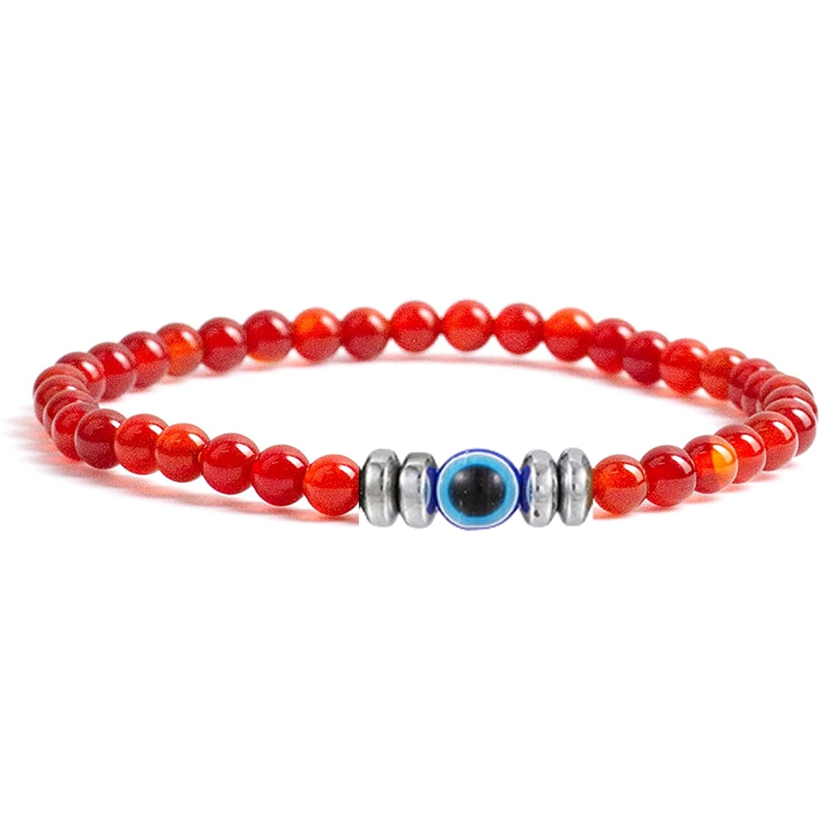 4mm Mini Gemstone Energy Bracelets Crushed Stone Beaded Evil Eye Charm Healing Energy Bracelet for Women