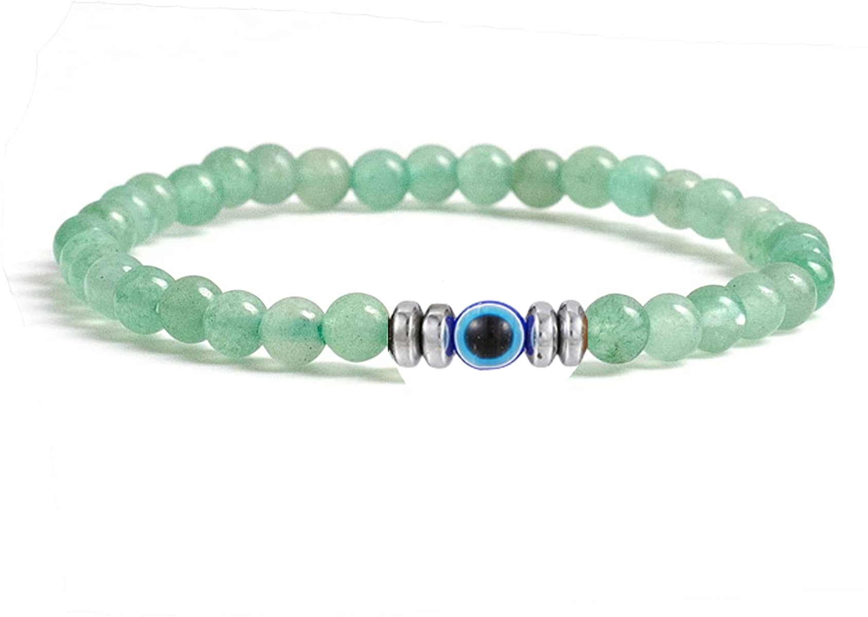4mm Mini Gemstone Energy Bracelets Crushed Stone Beaded Evil Eye Charm Healing Energy Bracelet for Women