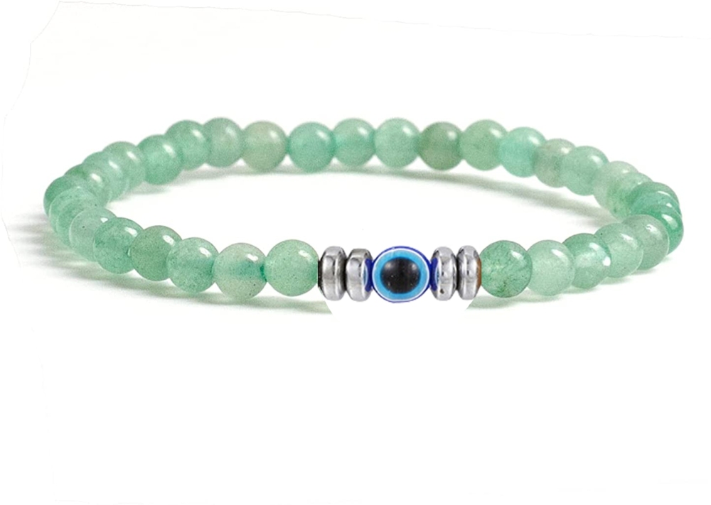 4mm Mini Gemstone Energy Bracelets Crushed Stone Beaded Evil Eye Charm Healing Energy Bracelet for Women