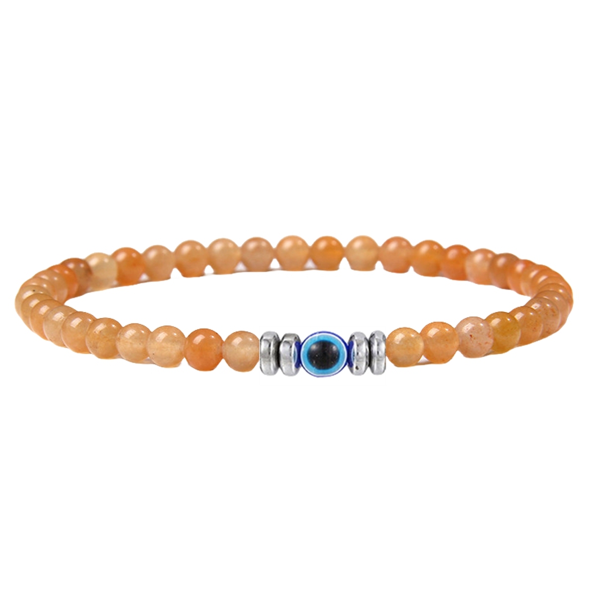 4mm Mini Gemstone Energy Bracelets Crushed Stone Beaded Evil Eye Charm Healing Energy Bracelet for Women