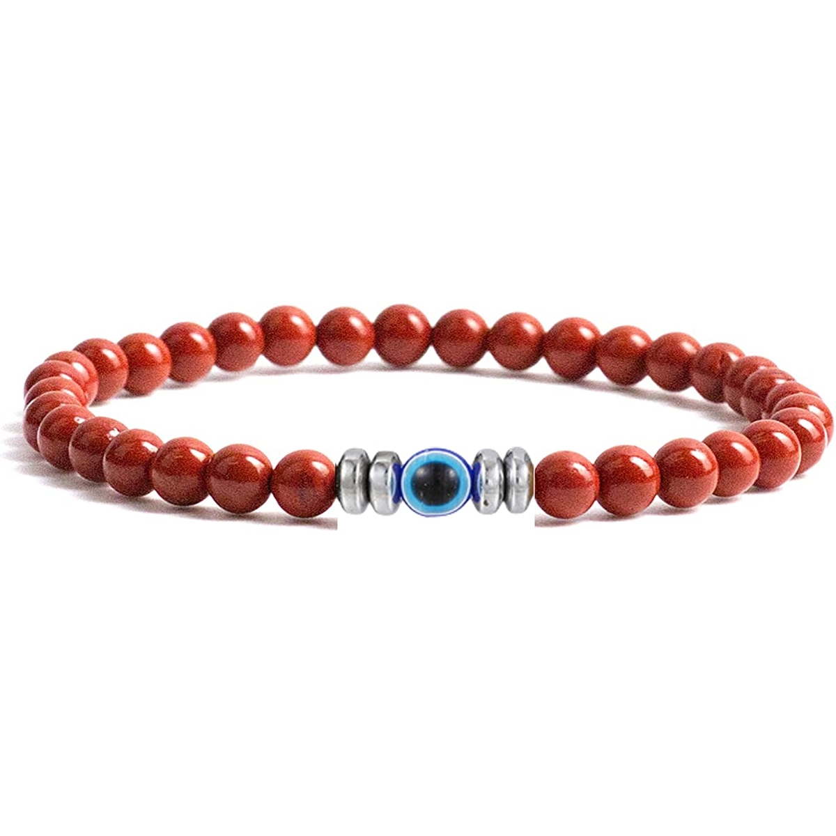 4mm Mini Gemstone Energy Bracelets Crushed Stone Beaded Evil Eye Charm Healing Energy Bracelet for Women