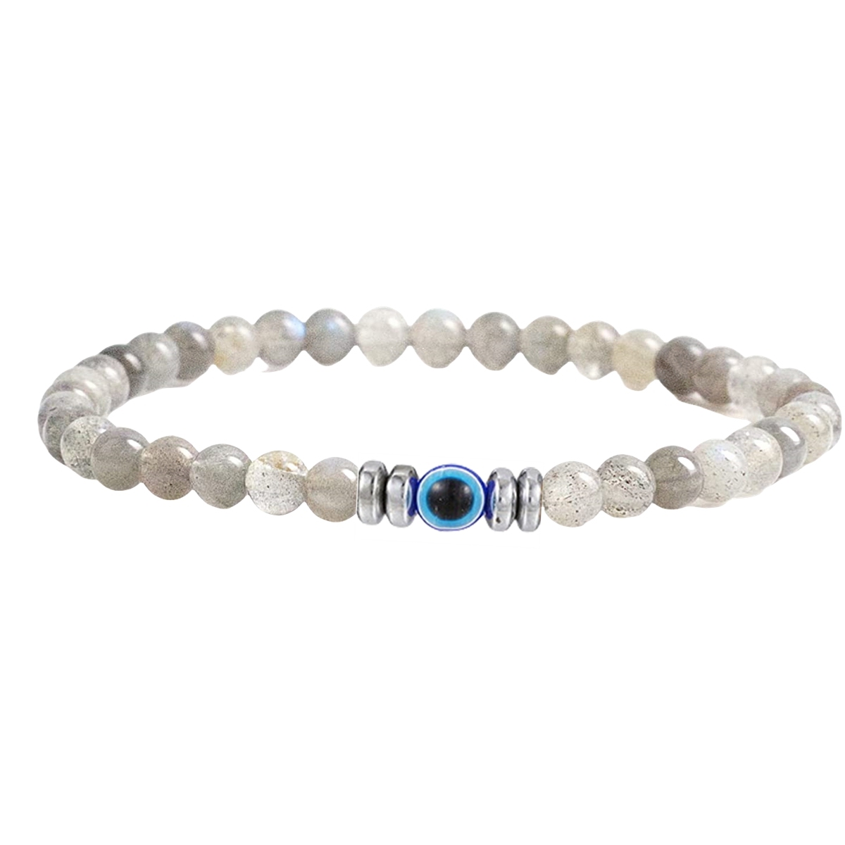 4mm Mini Gemstone Energy Bracelets Crushed Stone Beaded Evil Eye Charm Healing Energy Bracelet for Women