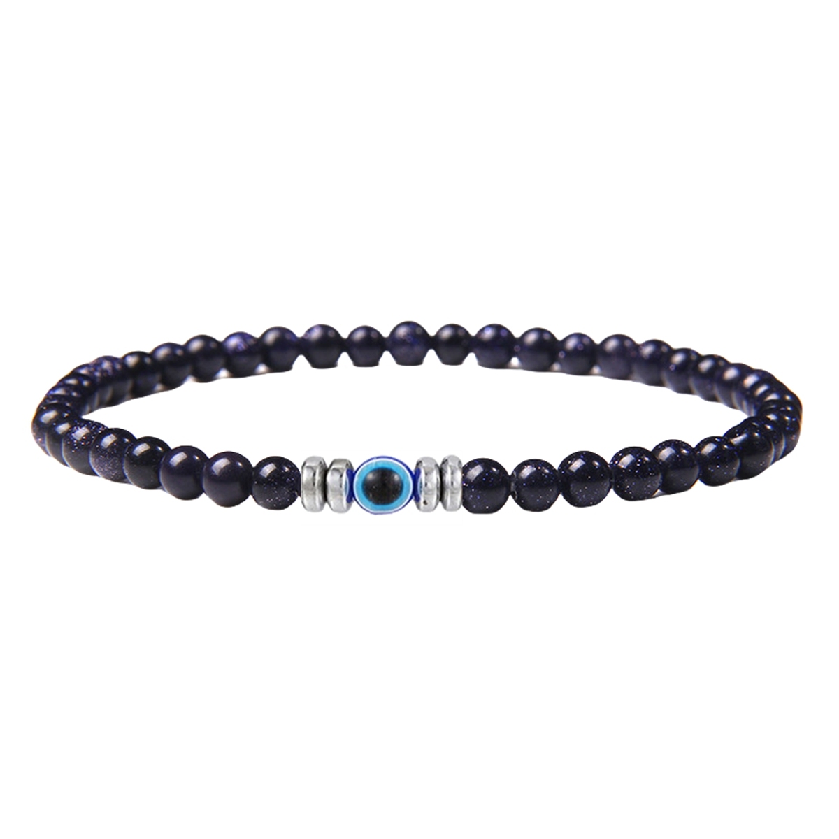 4mm Mini Gemstone Energy Bracelets Crushed Stone Beaded Evil Eye Charm Healing Energy Bracelet for Women