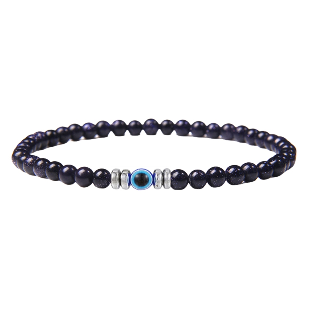 4mm Mini Gemstone Energy Bracelets Crushed Stone Beaded Evil Eye Charm Healing Energy Bracelet for Women