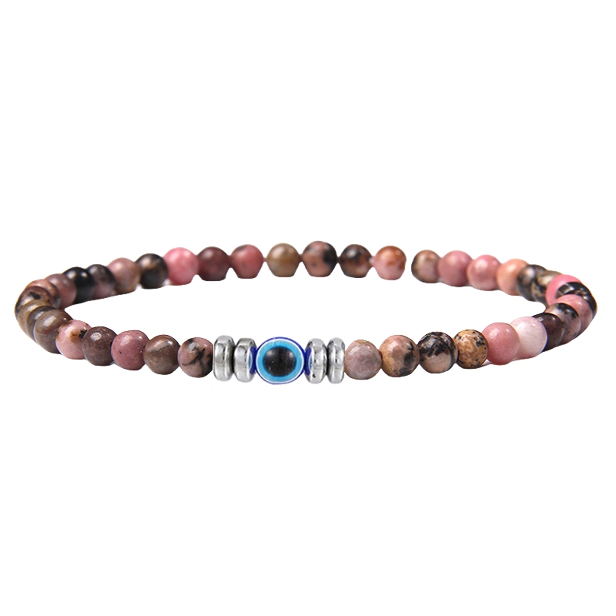 4mm Mini Gemstone Energy Bracelets Crushed Stone Beaded Evil Eye Charm Healing Energy Bracelet for Women