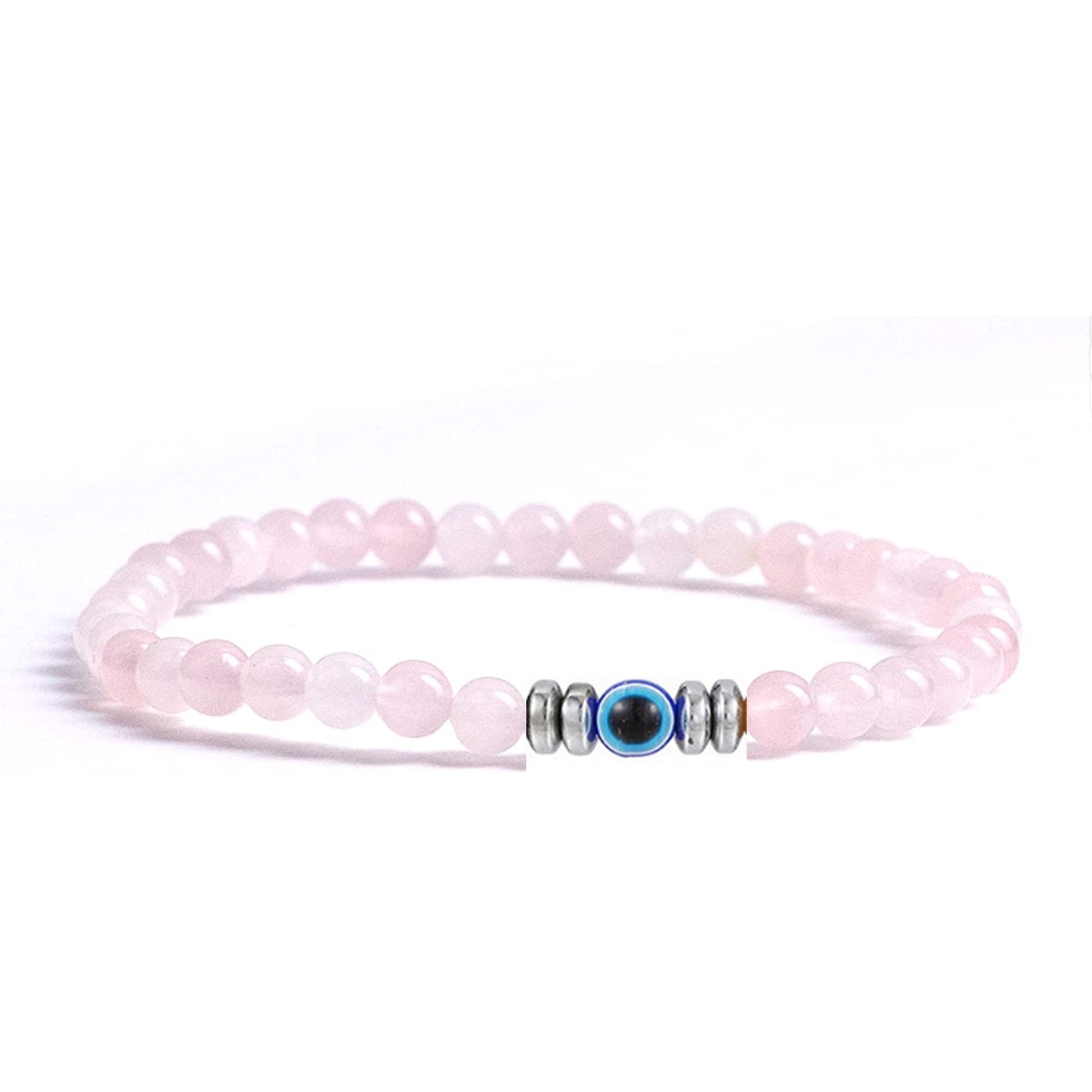 4mm Mini Gemstone Energy Bracelets Crushed Stone Beaded Evil Eye Charm Healing Energy Bracelet for Women