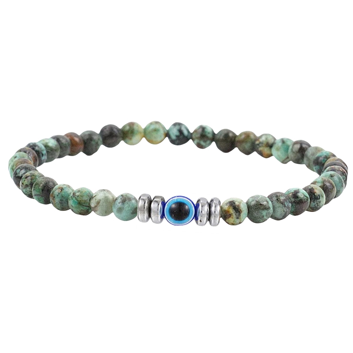4mm Mini Gemstone Energy Bracelets Crushed Stone Beaded Evil Eye Charm Healing Energy Bracelet for Women