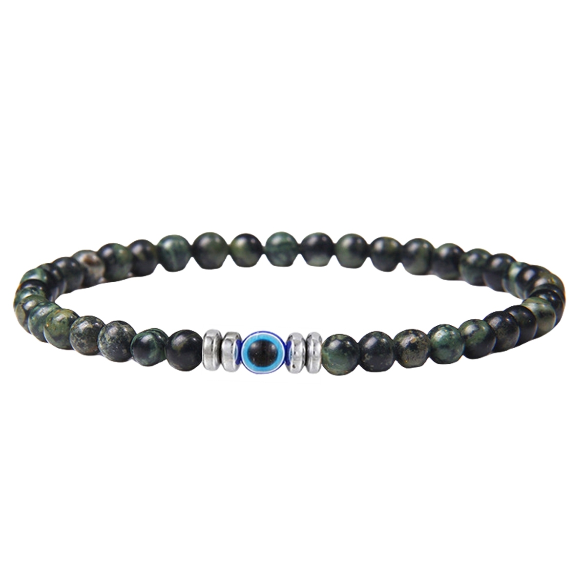 4mm Mini Gemstone Energy Bracelets Crushed Stone Beaded Evil Eye Charm Healing Energy Bracelet for Women
