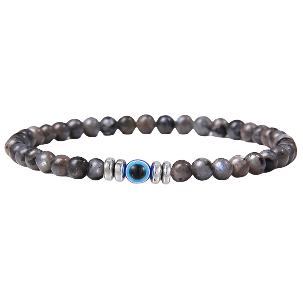 4mm Mini Gemstone Energy Bracelets Crushed Stone Beaded Evil Eye Charm Healing Energy Bracelet for Women