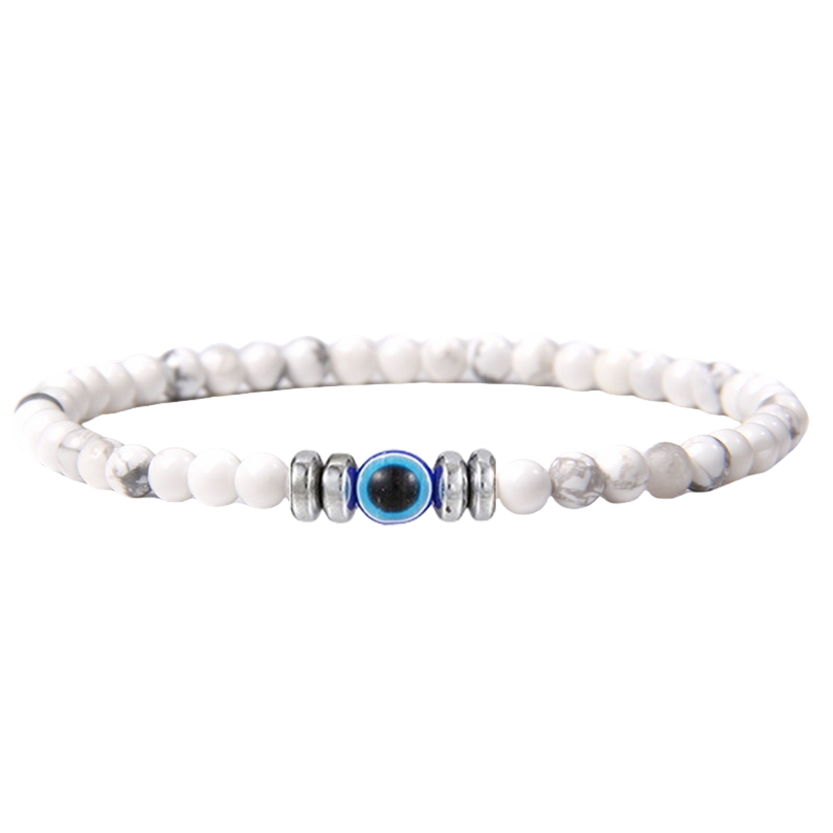 4mm Mini Gemstone Energy Bracelets Crushed Stone Beaded Evil Eye Charm Healing Energy Bracelet for Women