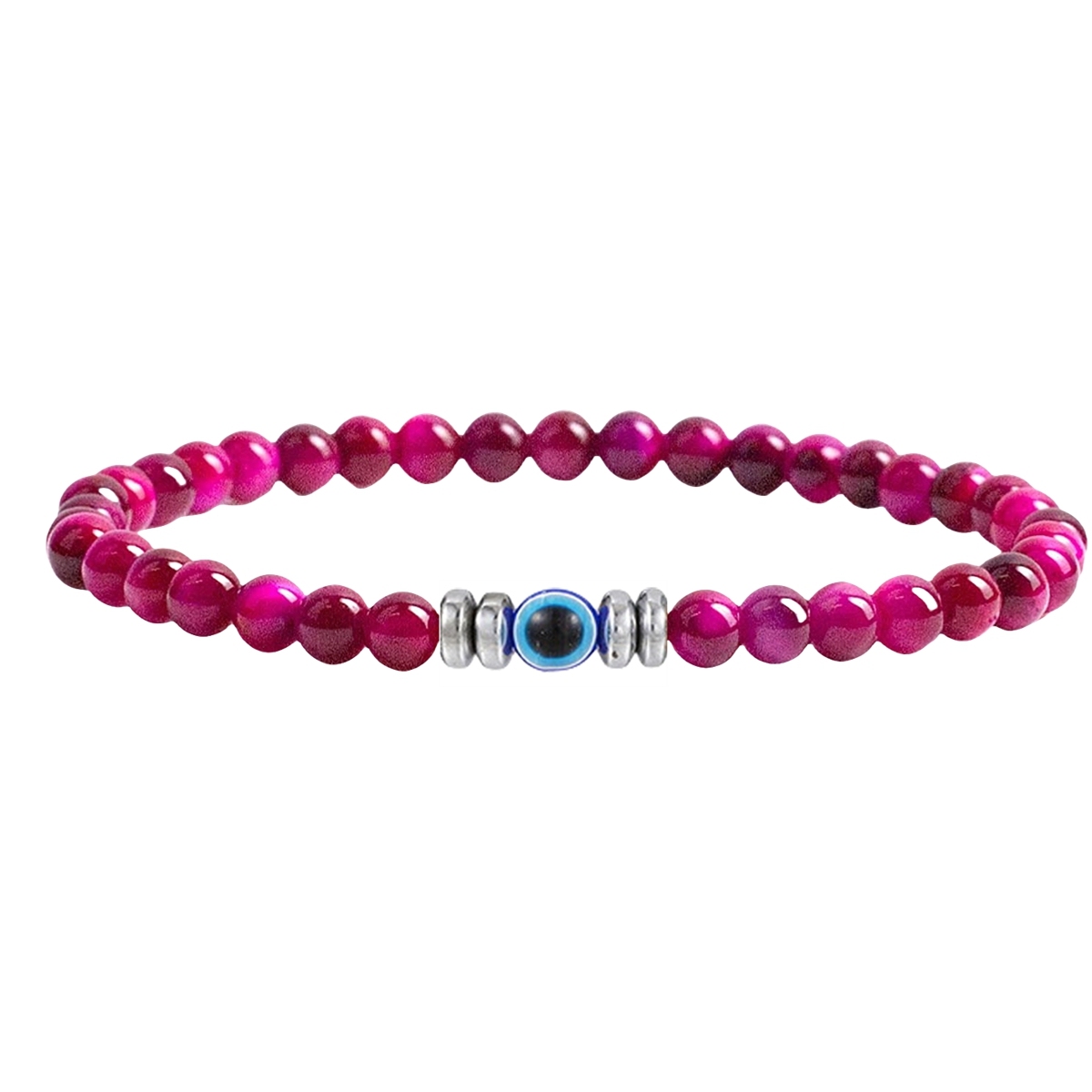 4mm Mini Gemstone Energy Bracelets Crushed Stone Beaded Evil Eye Charm Healing Energy Bracelet for Women