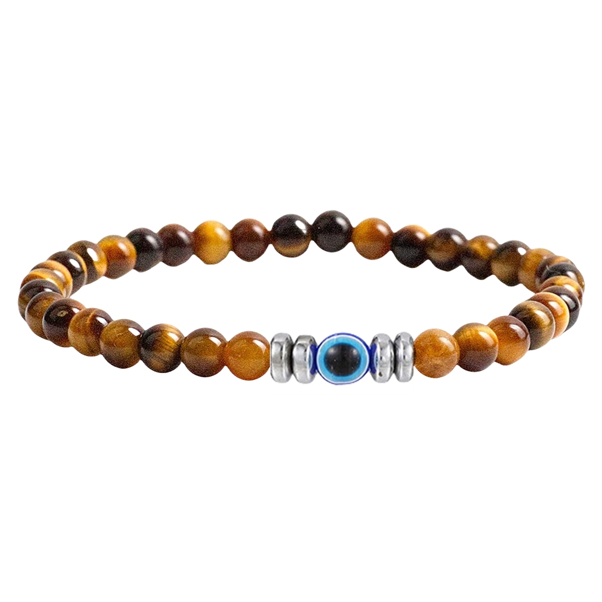4mm Mini Gemstone Energy Bracelets Crushed Stone Beaded Evil Eye Charm Healing Energy Bracelet for Women
