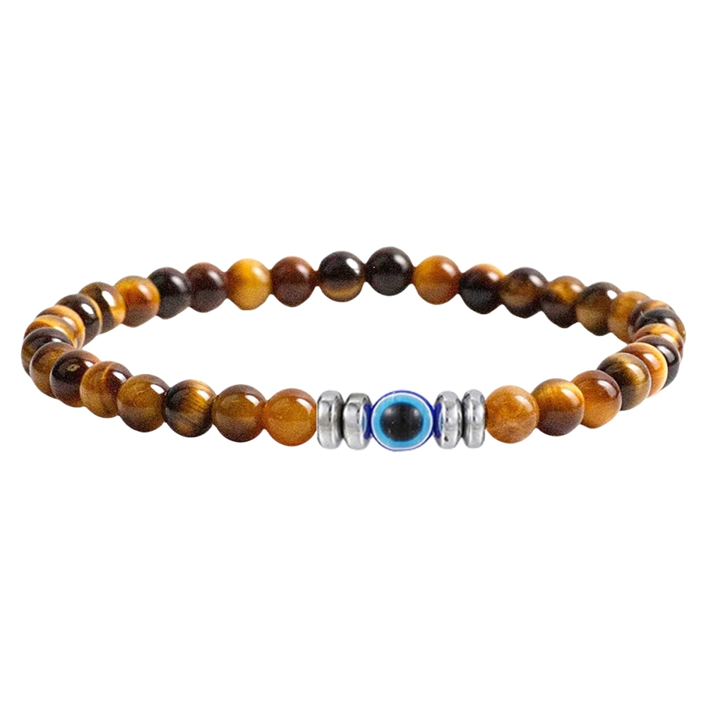 4mm Mini Gemstone Energy Bracelets Crushed Stone Beaded Evil Eye Charm Healing Energy Bracelet for Women