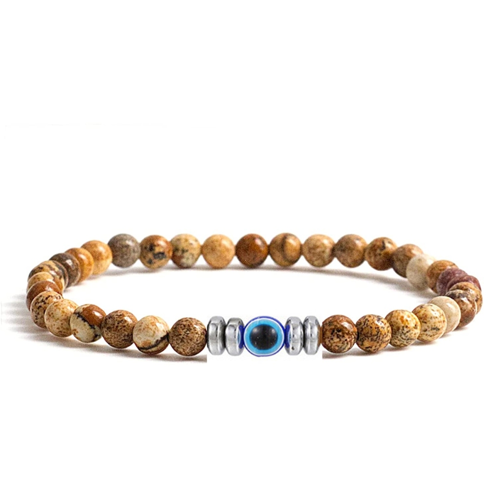 4mm Mini Gemstone Energy Bracelets Crushed Stone Beaded Evil Eye Charm Healing Energy Bracelet for Women