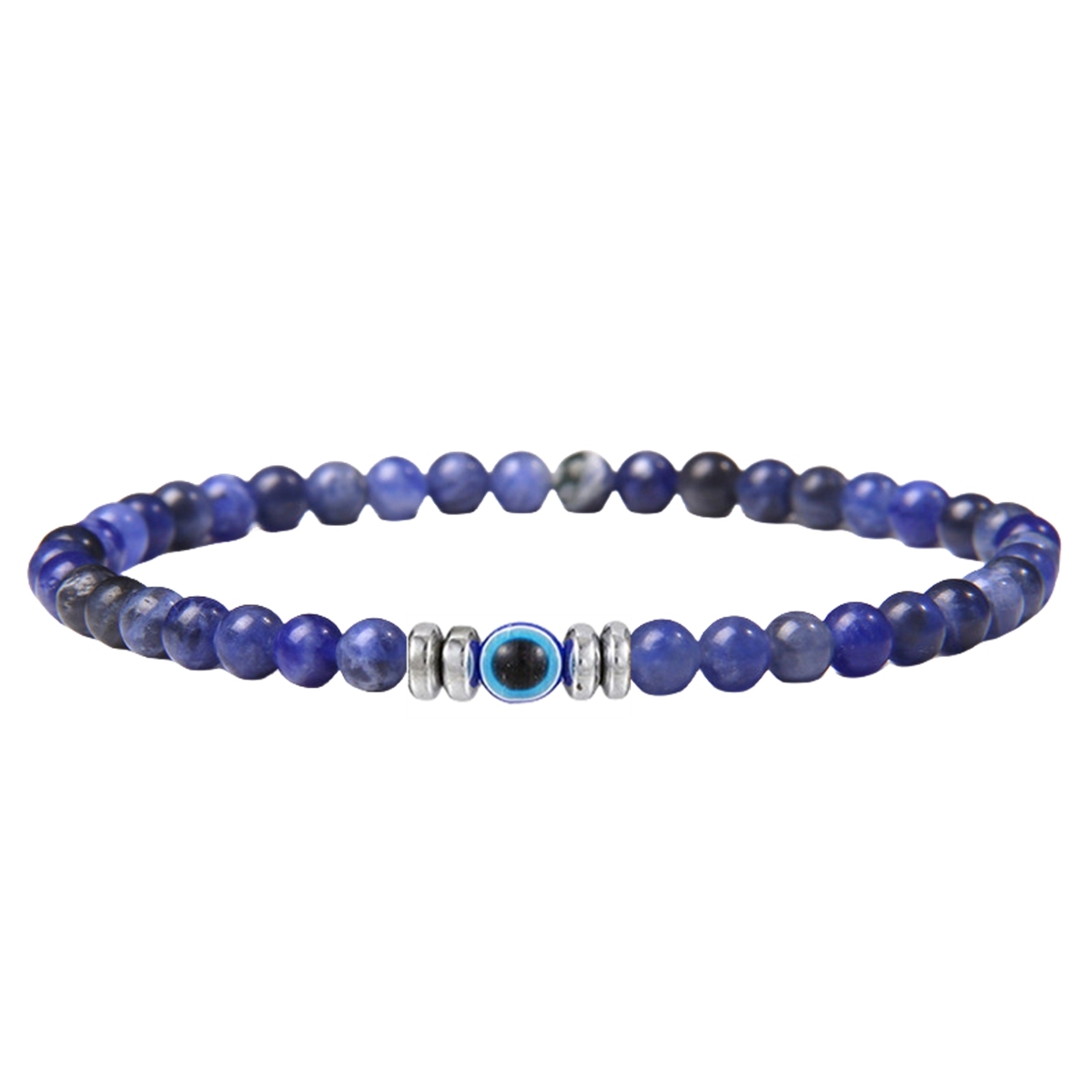4mm Mini Gemstone Energy Bracelets Crushed Stone Beaded Evil Eye Charm Healing Energy Bracelet for Women