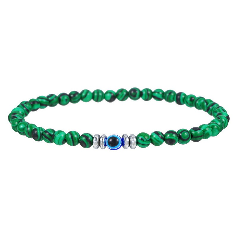 4mm Mini Gemstone Energy Bracelets Crushed Stone Beaded Evil Eye Charm Healing Energy Bracelet for Women