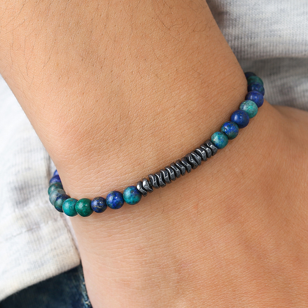 4mm Mini Gemstone Energy Bracelets Crushed Stone Beaded Hematite Spacer Beads Charm Healing Energy Bracelet for Women
