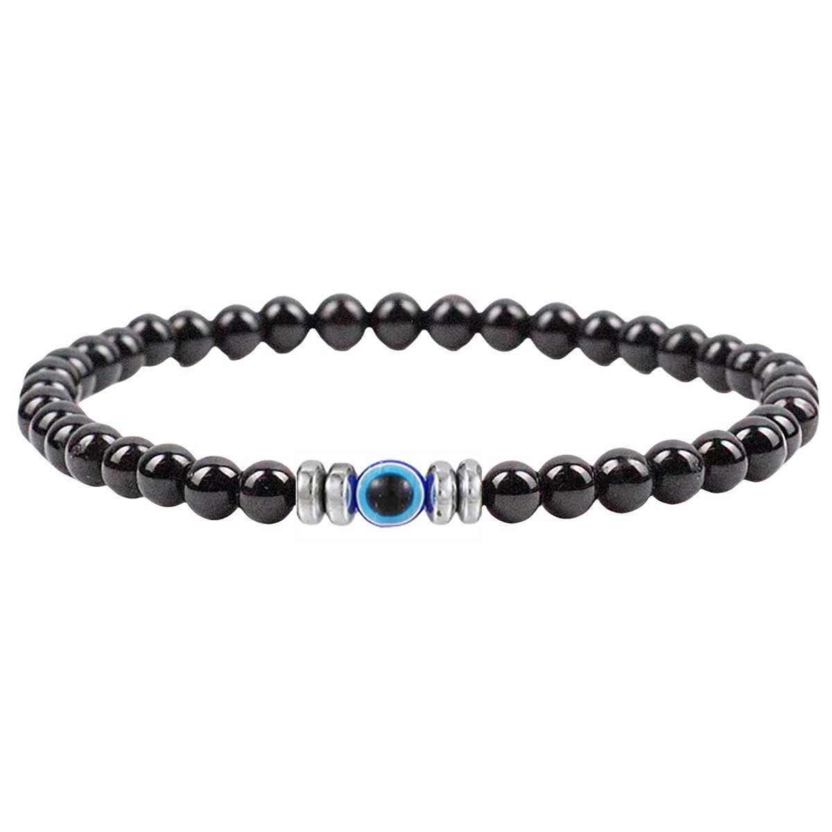 4mm Mini Gemstone Energy Bracelets Crushed Stone Beaded Evil Eye Charm Healing Energy Bracelet for Women