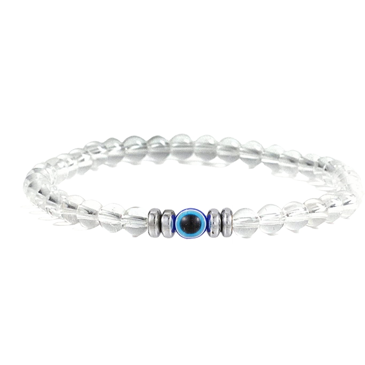 4mm Mini Gemstone Energy Bracelets Crushed Stone Beaded Evil Eye Charm Healing Energy Bracelet for Women