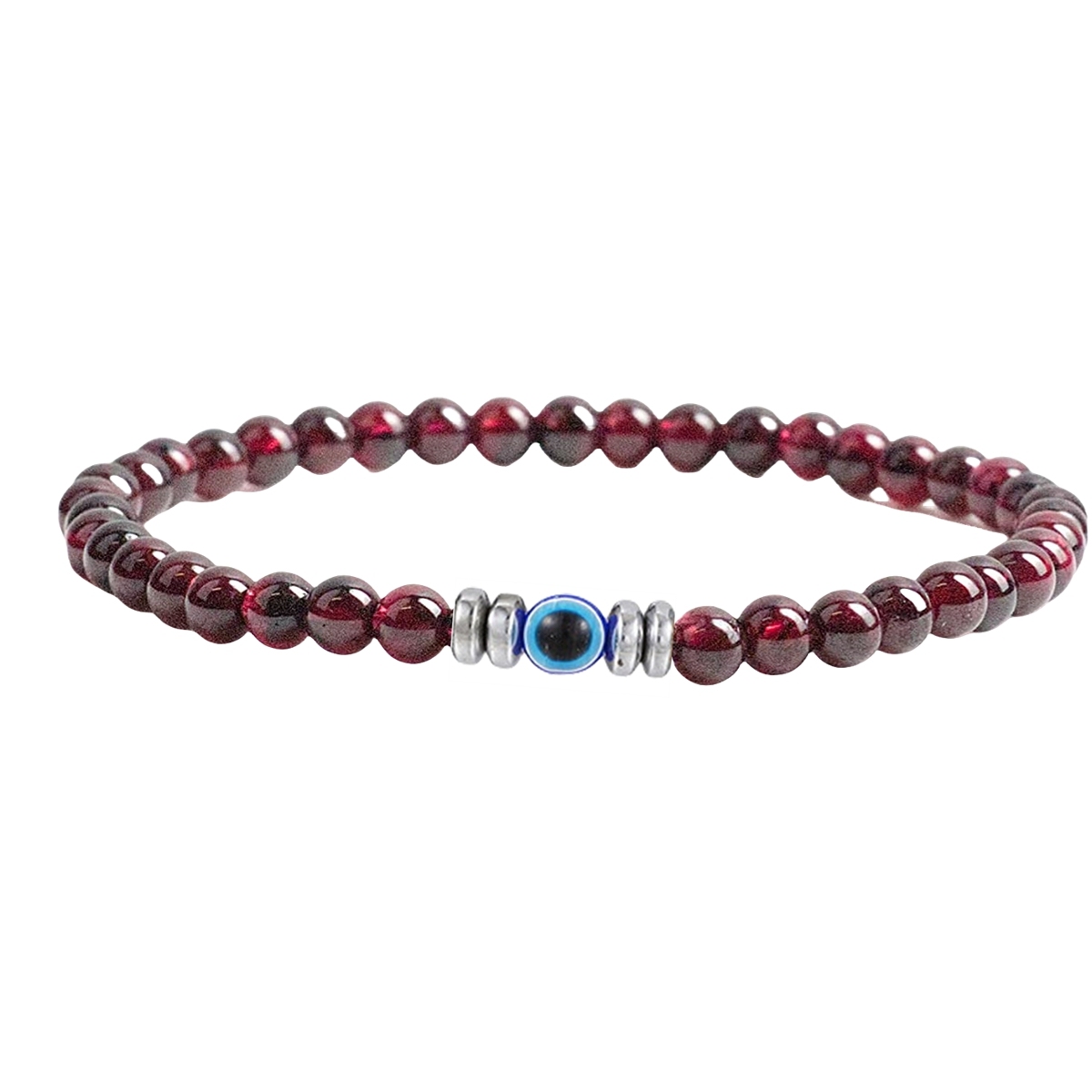 4mm Mini Gemstone Energy Bracelets Crushed Stone Beaded Evil Eye Charm Healing Energy Bracelet for Women