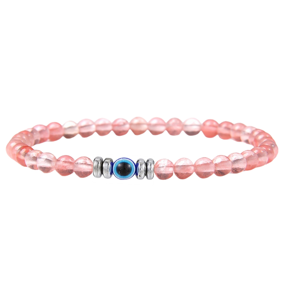 4mm Mini Gemstone Energy Bracelets Crushed Stone Beaded Evil Eye Charm Healing Energy Bracelet for Women