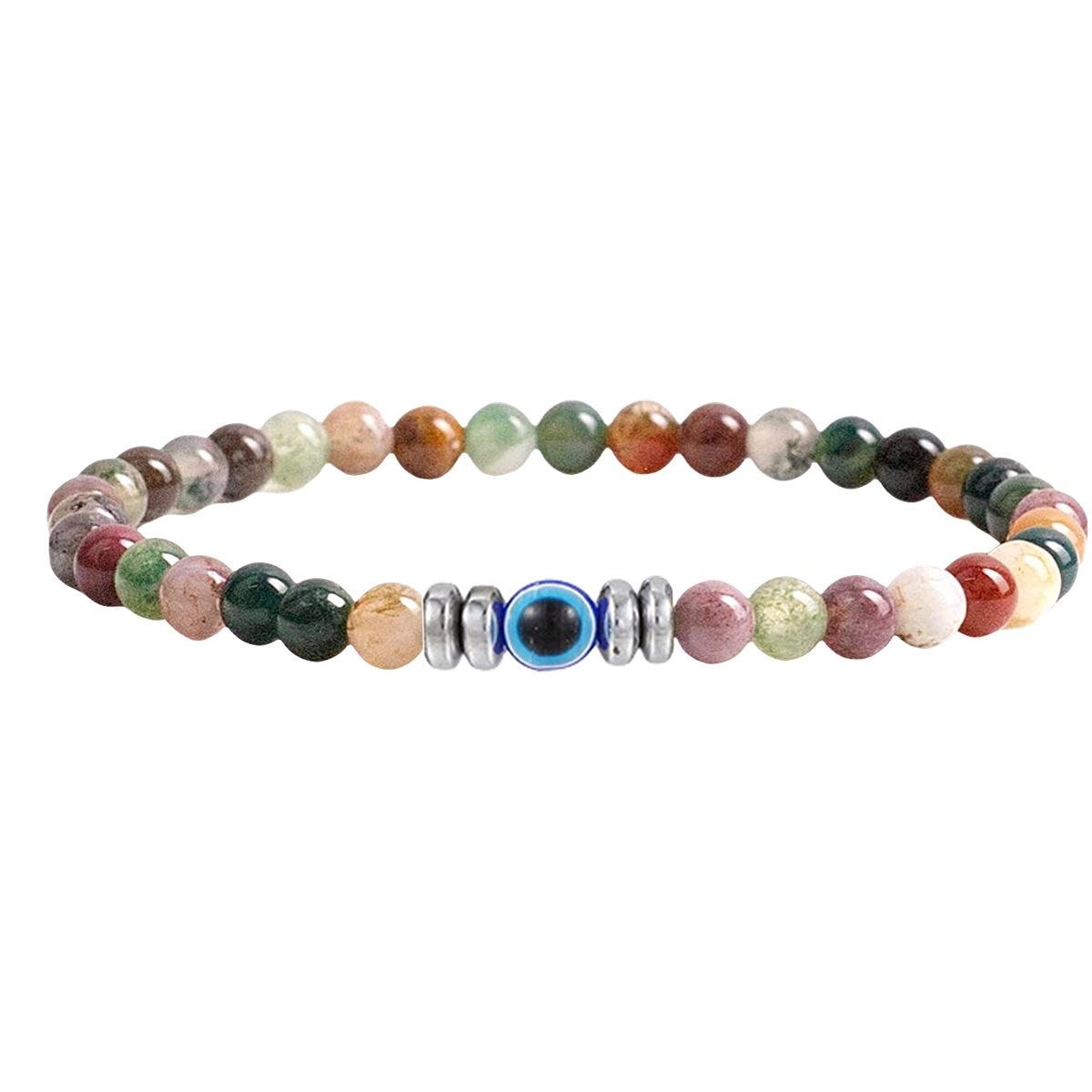 4mm Mini Gemstone Energy Bracelets Crushed Stone Beaded Evil Eye Charm Healing Energy Bracelet for Women