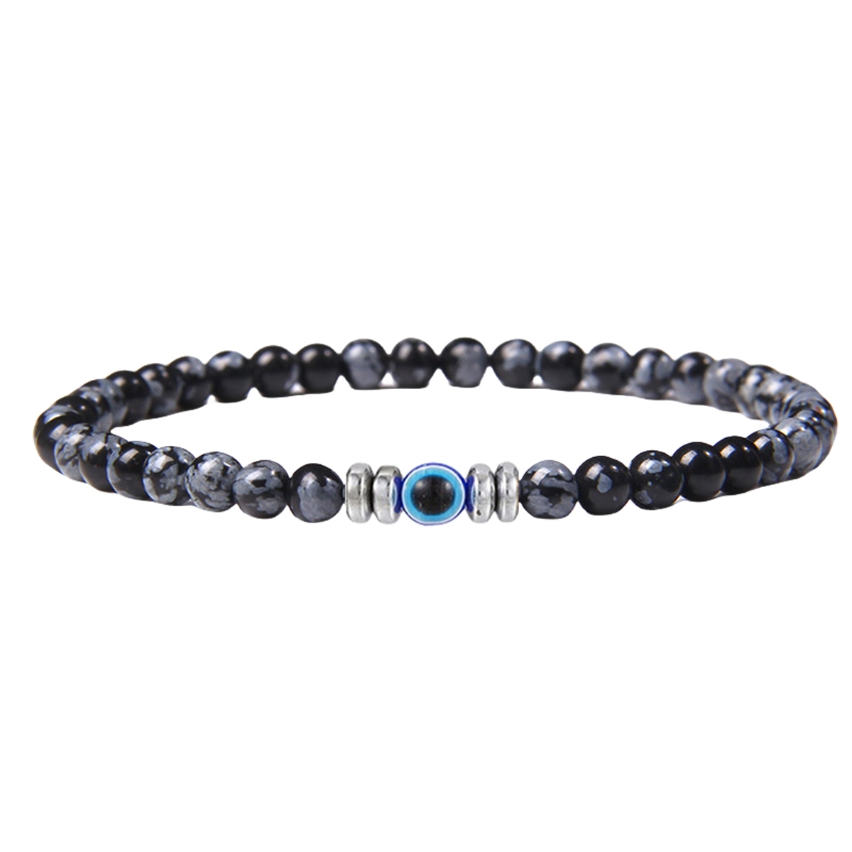 4mm Mini Gemstone Energy Bracelets Crushed Stone Beaded Evil Eye Charm Healing Energy Bracelet for Women