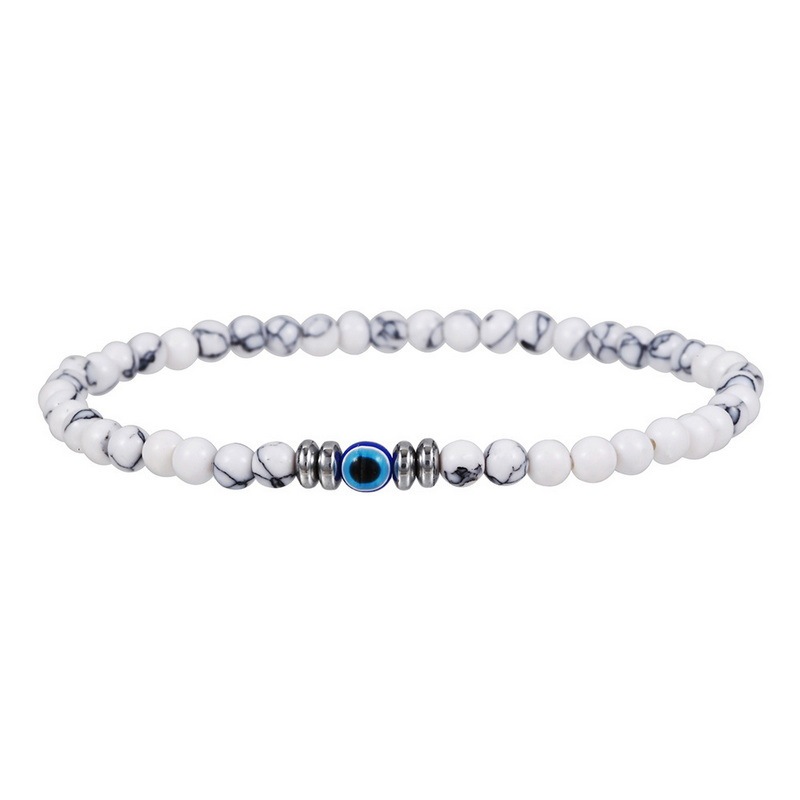 4mm Mini Gemstone Energy Bracelets Crushed Stone Beaded Evil Eye Charm Healing Energy Bracelet for Women