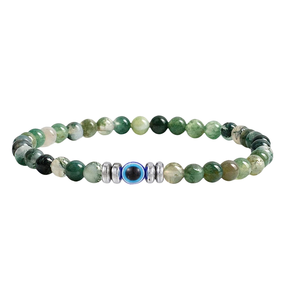 4mm Mini Gemstone Energy Bracelets Crushed Stone Beaded Evil Eye Charm Healing Energy Bracelet for Women