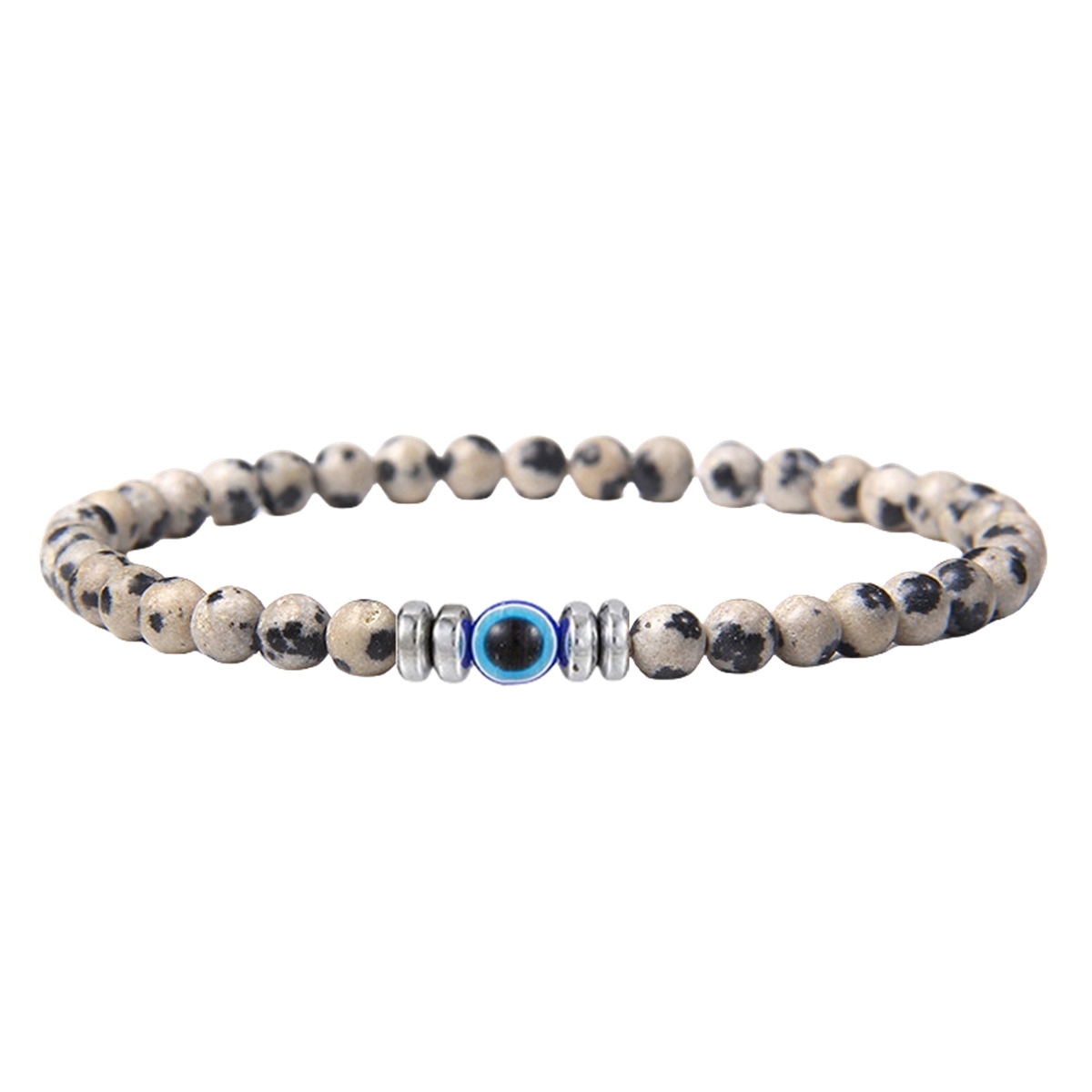 4mm Mini Gemstone Energy Bracelets Crushed Stone Beaded Evil Eye Charm Healing Energy Bracelet for Women