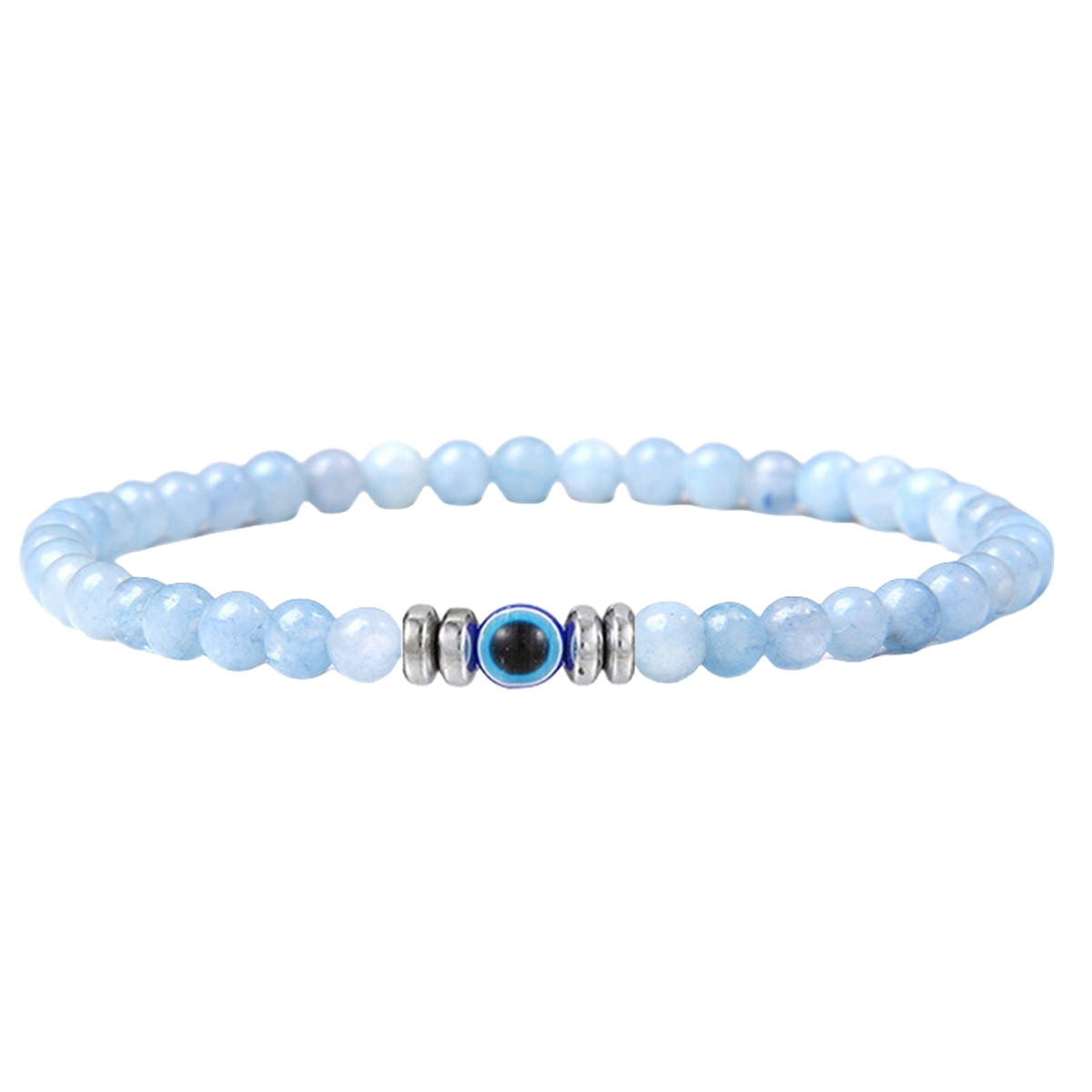 4mm Mini Gemstone Energy Bracelets Crushed Stone Beaded Evil Eye Charm Healing Energy Bracelet for Women