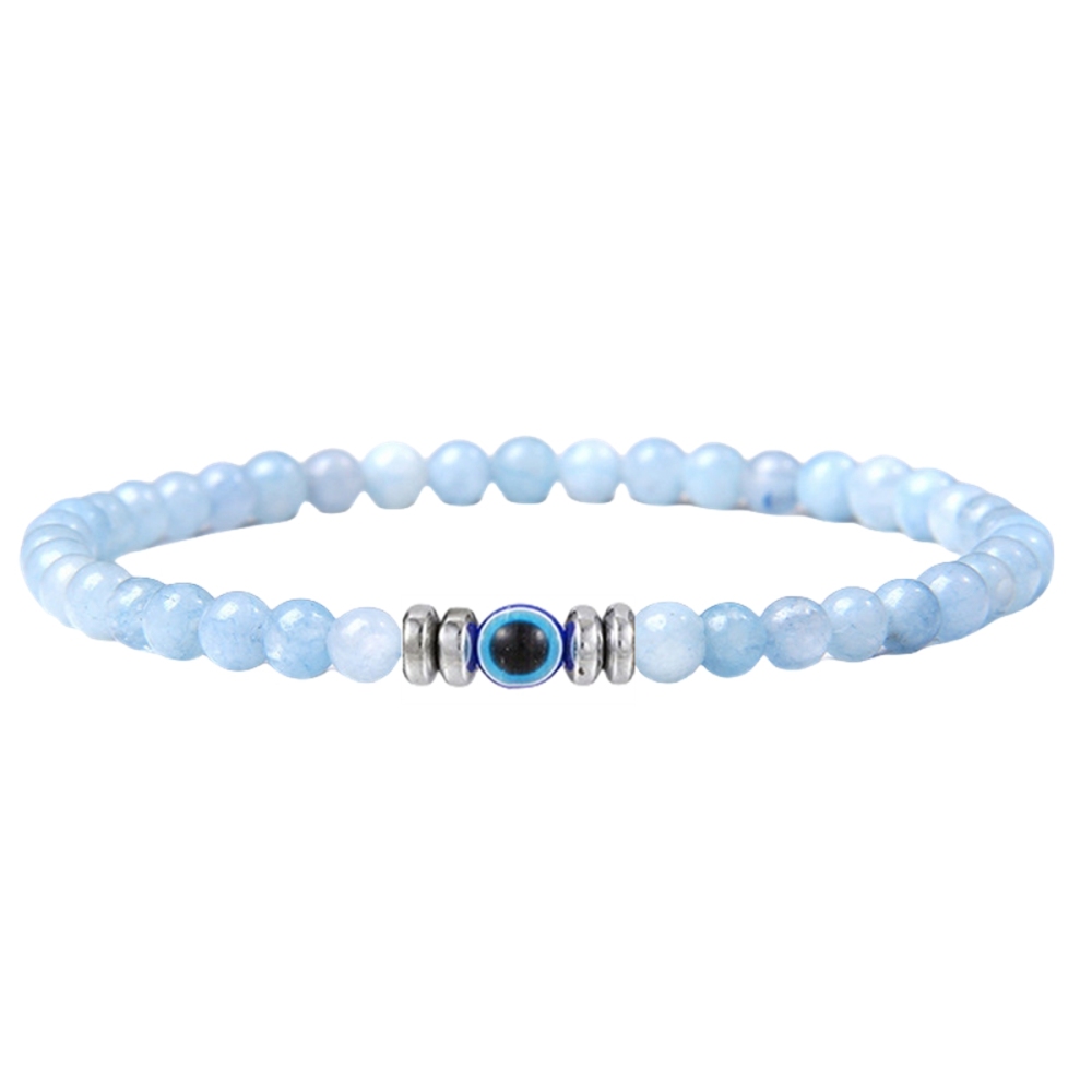 4mm Mini Gemstone Energy Bracelets Crushed Stone Beaded Evil Eye Charm Healing Energy Bracelet for Women