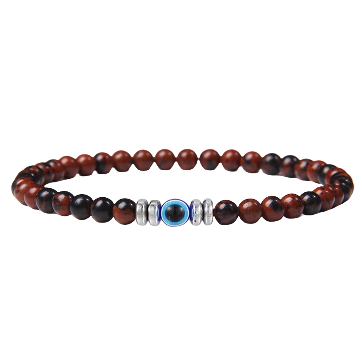 4mm Mini Gemstone Energy Bracelets Crushed Stone Beaded Evil Eye Charm Healing Energy Bracelet for Women