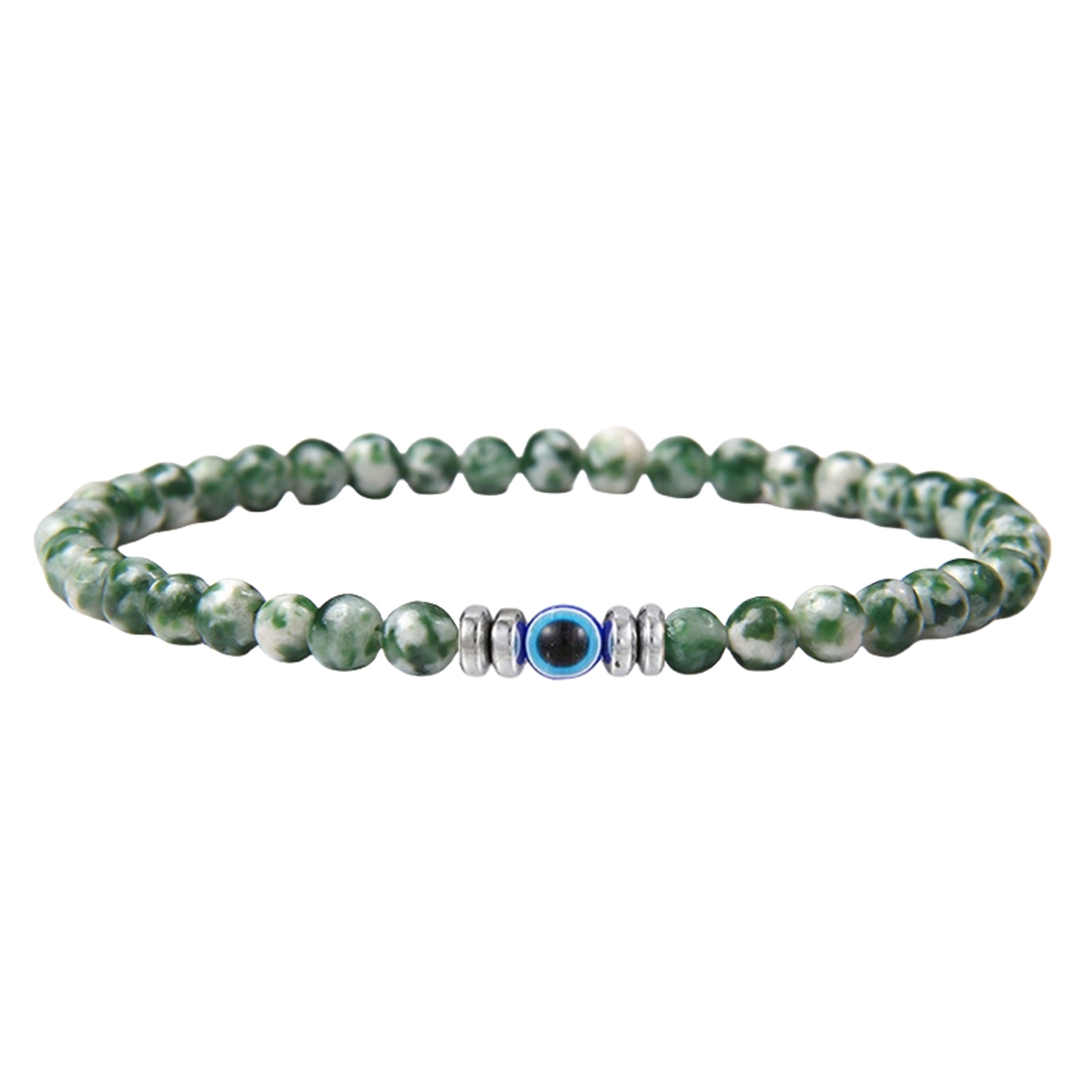 4mm Mini Gemstone Energy Bracelets Crushed Stone Beaded Evil Eye Charm Healing Energy Bracelet for Women
