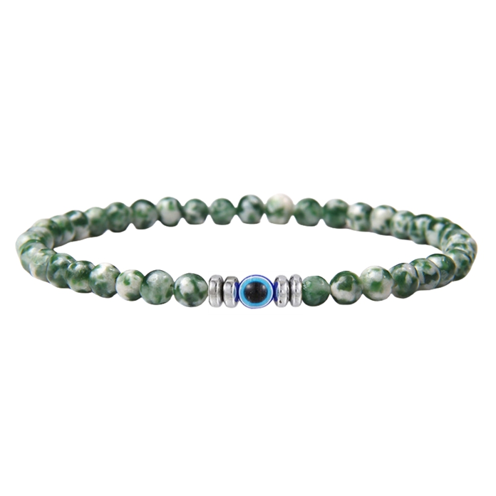 4mm Mini Gemstone Energy Bracelets Crushed Stone Beaded Evil Eye Charm Healing Energy Bracelet for Women