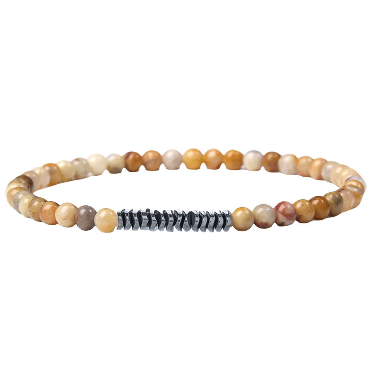 4mm Mini Gemstone Energy Bracelets Crushed Stone Beaded Hematite Spacer Beads Charm Healing Energy Bracelet for Women