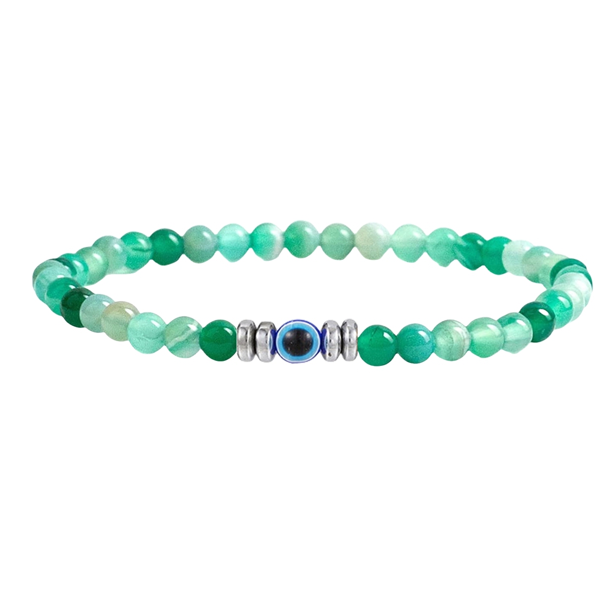 4mm Mini Gemstone Energy Bracelets Crushed Stone Beaded Evil Eye Charm Healing Energy Bracelet for Women