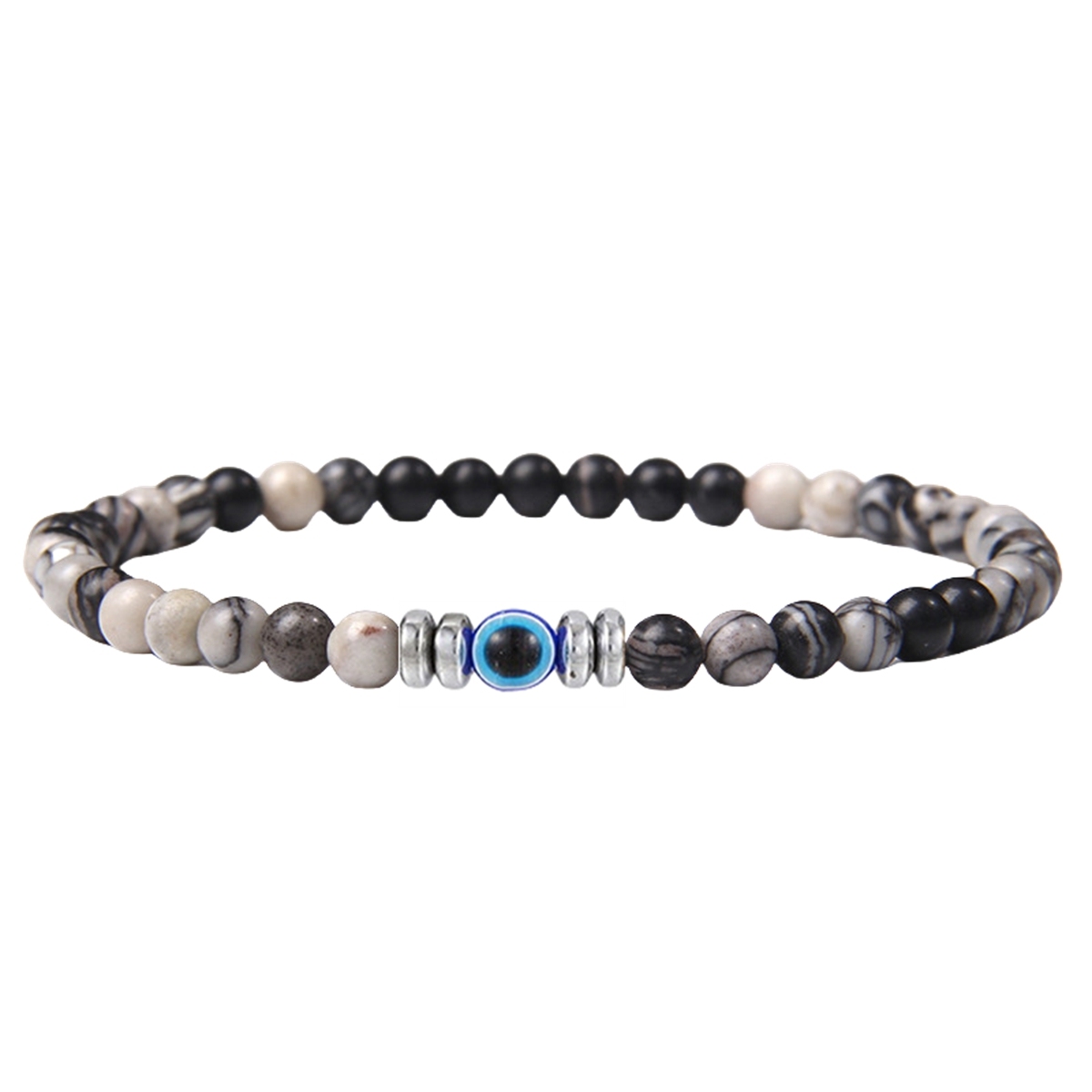 4mm Mini Gemstone Energy Bracelets Crushed Stone Beaded Evil Eye Charm Healing Energy Bracelet for Women