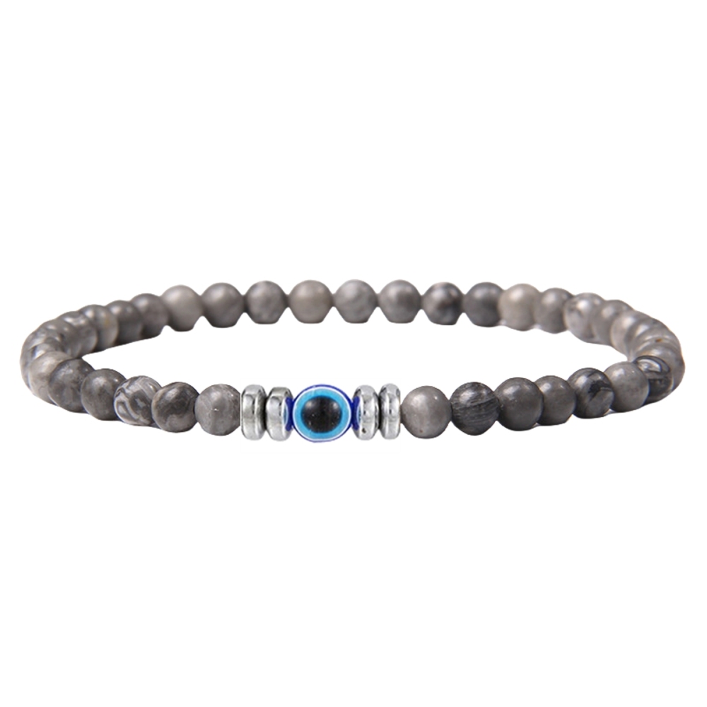 4mm Mini Gemstone Energy Bracelets Crushed Stone Beaded Evil Eye Charm Healing Energy Bracelet for Women