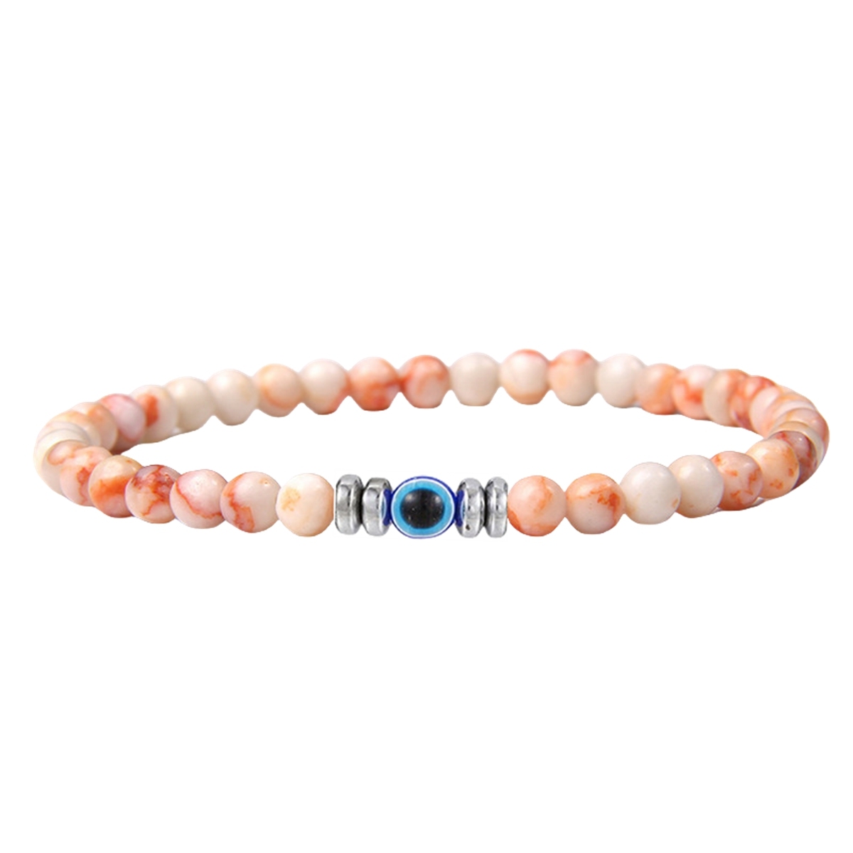 4mm Mini Gemstone Energy Bracelets Crushed Stone Beaded Evil Eye Charm Healing Energy Bracelet for Women