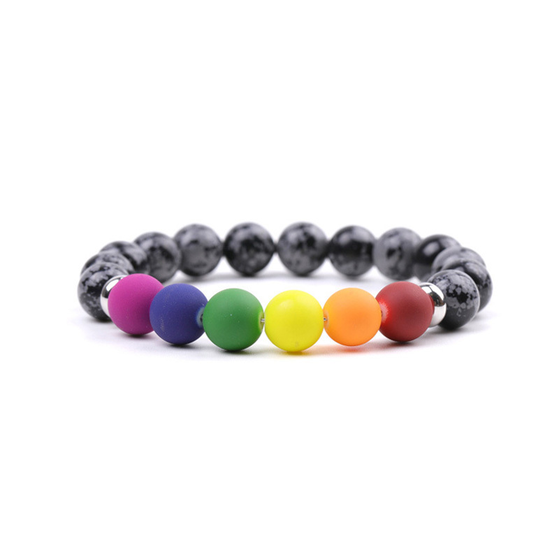 Snowflake Jasper Bead Stretch Bracelet 7-7.5 Inch Natural Healing Stone Elastic Adjustable Spiritual Jewelry for Women Men