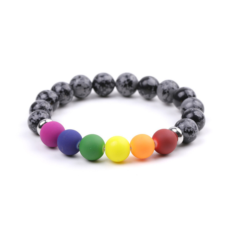 Snowflake Jasper Bead Stretch Bracelet 7-7.5 Inch Natural Healing Stone Elastic Adjustable Spiritual Jewelry for Women Men