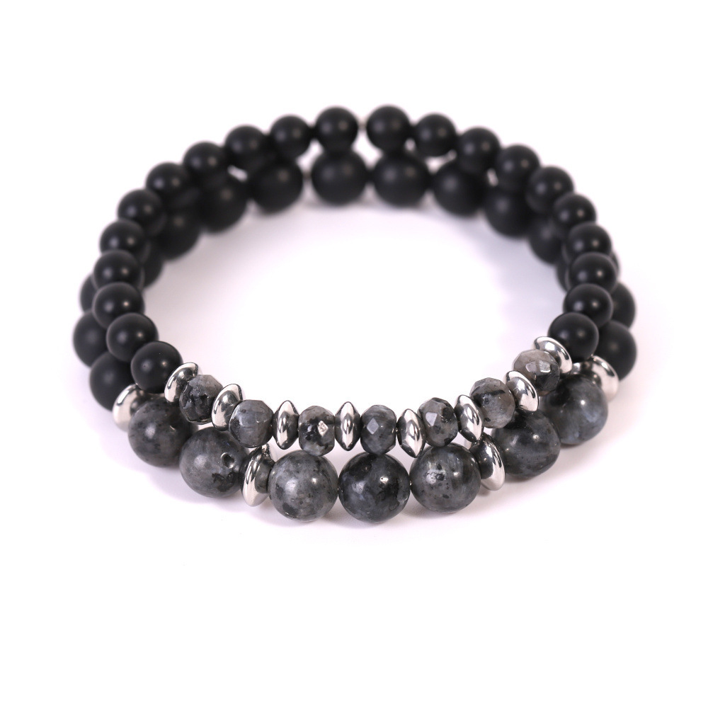 Matte Black Onyx Couple Bracelet Set – Matching His & Hers Stone Bracelets for Love & Protection