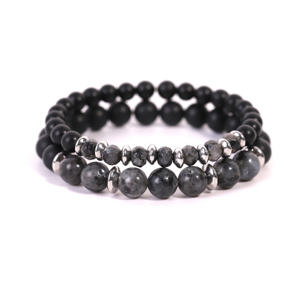 Matte Black Onyx Couple Bracelet Set – Matching His & Hers Stone Bracelets for Love & Protection