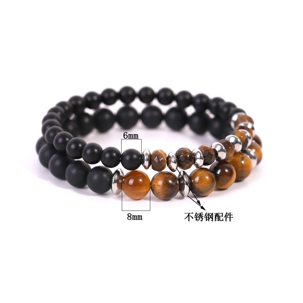 Matte Black Onyx Couple Bracelet Set – Matching His & Hers Stone Bracelets for Love & Protection
